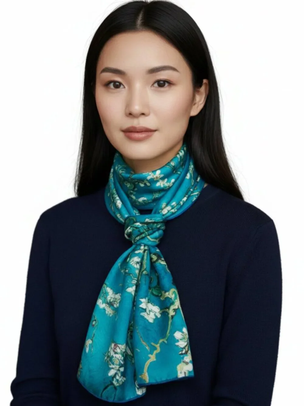 Grace Scarves 100% Silk Scarf, Oblong, Almond Blossom, Luxe Heavier Weight Silk